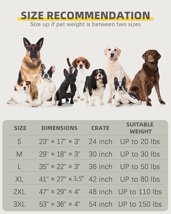 Orthopedic Dog Beds for Extra Large Dogs Waterproof with Removable Washable Cover and Non-Slip Bottom, Quilting Dog Mattress for Crate, 47x29 Inch, Brown