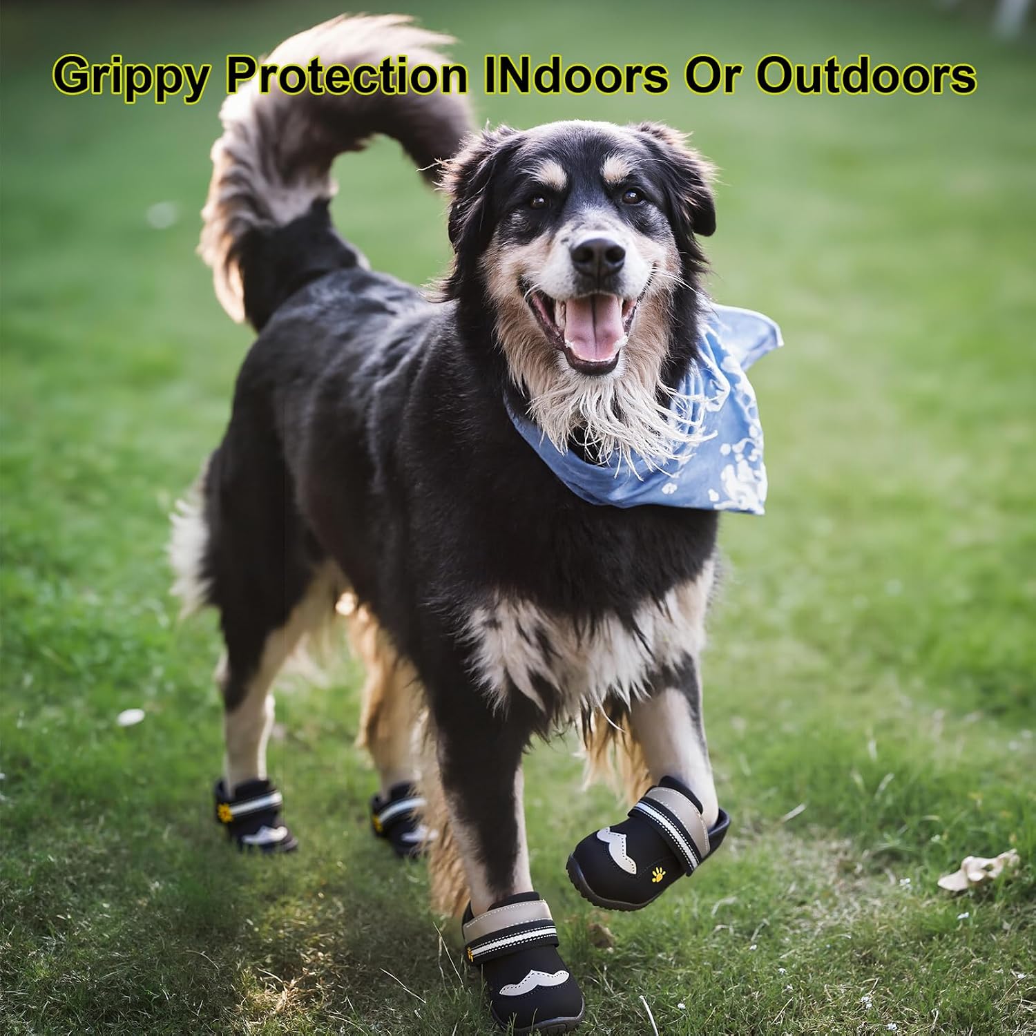 Dog Shoes for Dogs Paw Protectors Dog Boot for Outdoor with Anti-Slip Sole, Dog Booties for Medium to Large Dogs 4Pcs, with Rugged Sole for Beach and Snow (Size 7)