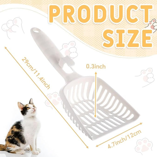 24 Pieces Litter Scoop Bulk for Cats Plastic Pet Kitty Litter Scooper Durable Deep Shovel for Pet Stores Veterinary Clinic, Long Handle White