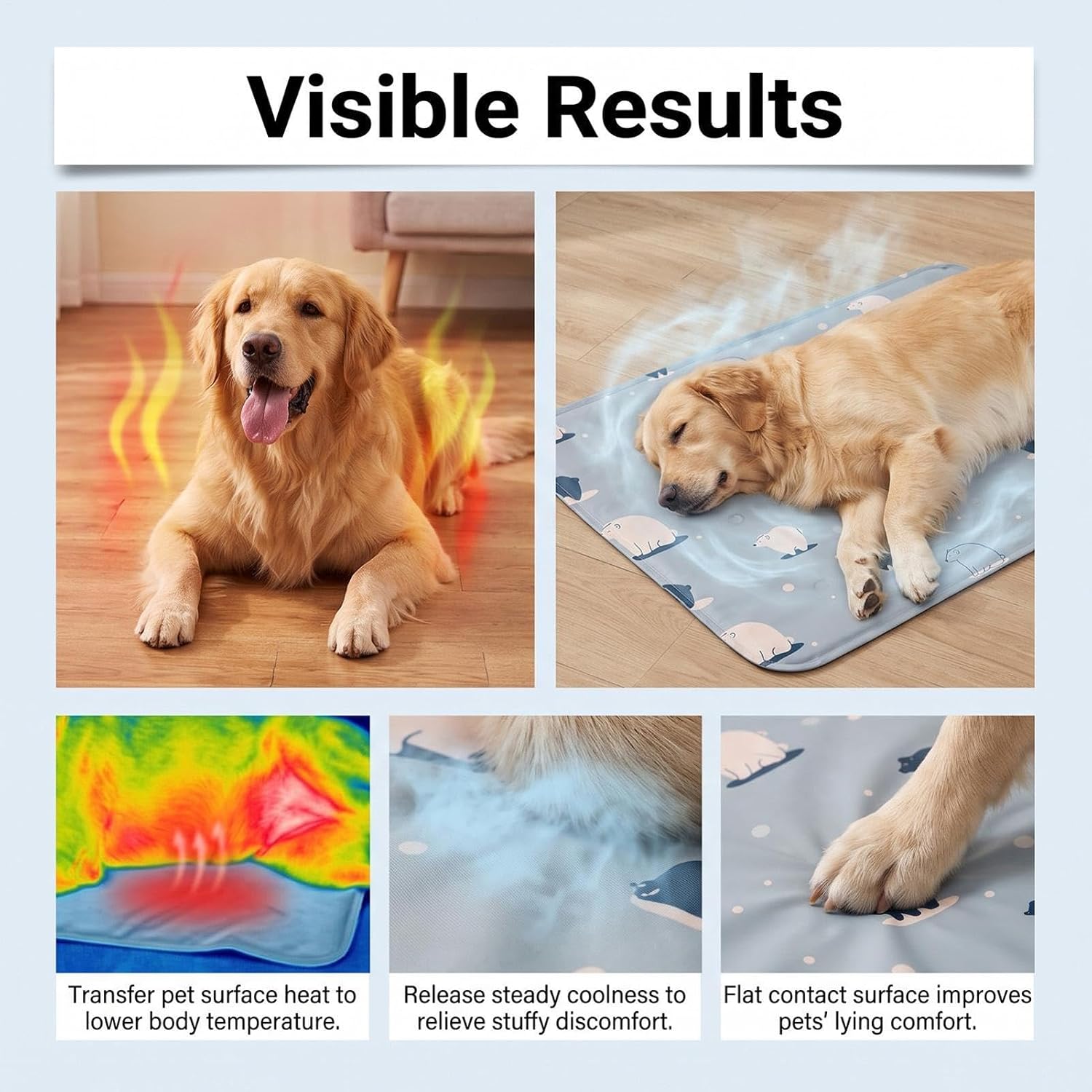 Dog Cooling Mat - Gel Ice Pad, Scratch Resistant, No Power, Kennel Crate | Self-Cooling Gel Technology, Foldable Lightweight, Instant Cool Spot, for Dogs Cats Indoor Outdoor, Kennel Crate Cage Floor