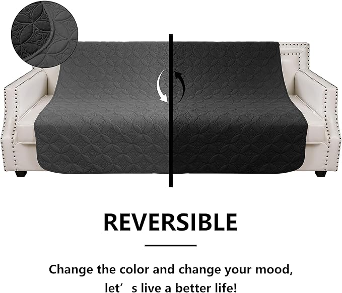 Waterproof Dog Blanket, 52x82 inches Pet Couch Covers for Sofa, Bed Furniture Protector from Dogs Washable and Reversible-Black+Darkgrey