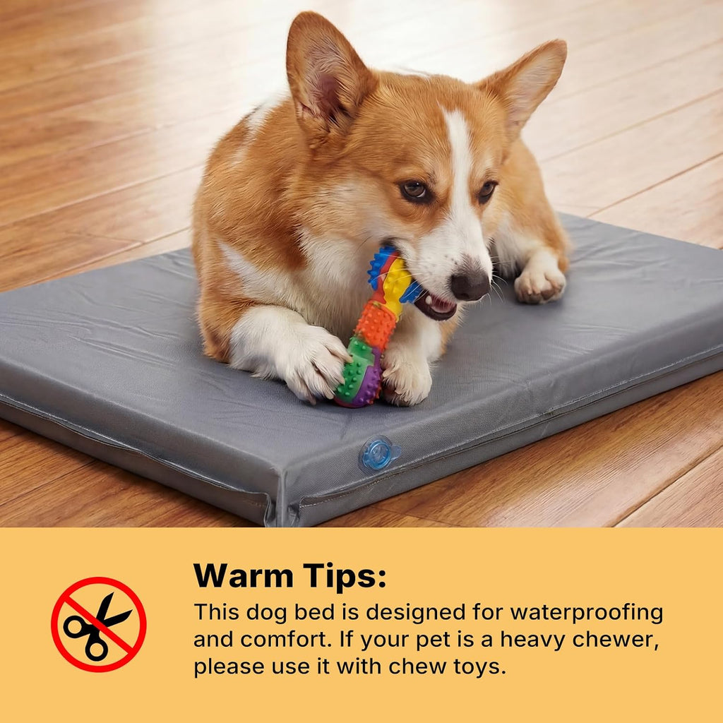 Veehoo Dog Crate Pad, Double-Sided Waterproof Crate Mat Bed, Outdoor Kennel Mat Pet Sleeping for Medium Large Dogs, Clooling, Waterproof, Wipeable, Anti-Slip, Kennel Pads 30 x 22 Inch, Gray