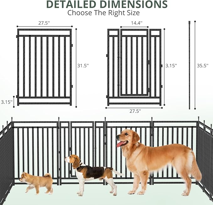 Dog Playpen Metal Dog Fence Outdoor for Yard 32" Height 48 Panels Portable Dog Pen Pet Kennel for RV Camping(Black-Silver)