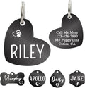 Ultra Joys Dog ID Tag, Custom Dog Tag Personalized Cat Tag, Pet ID Tag, Brushed Stainless Steel Heart Cat Tags Pet Tags, Brushed Stainless Steel Heart Dog Tag Black Large