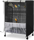 Bird Cage Cover, 600D Universal Pet Cage Cover for Night,100% Shading Oxford Cloth with PU Coating Layer, Adjustable Soft Airy Nylon Mesh Net