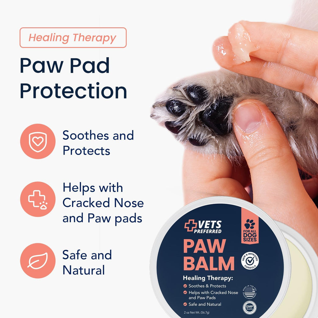 Dog Paw Balm & Nose Balm - Protects, Heals & Moisturizes, 2 oz | Soothes cracked paw pads & dry noses, beeswax, shea butter & vitamin E, safe if licked, made in USA