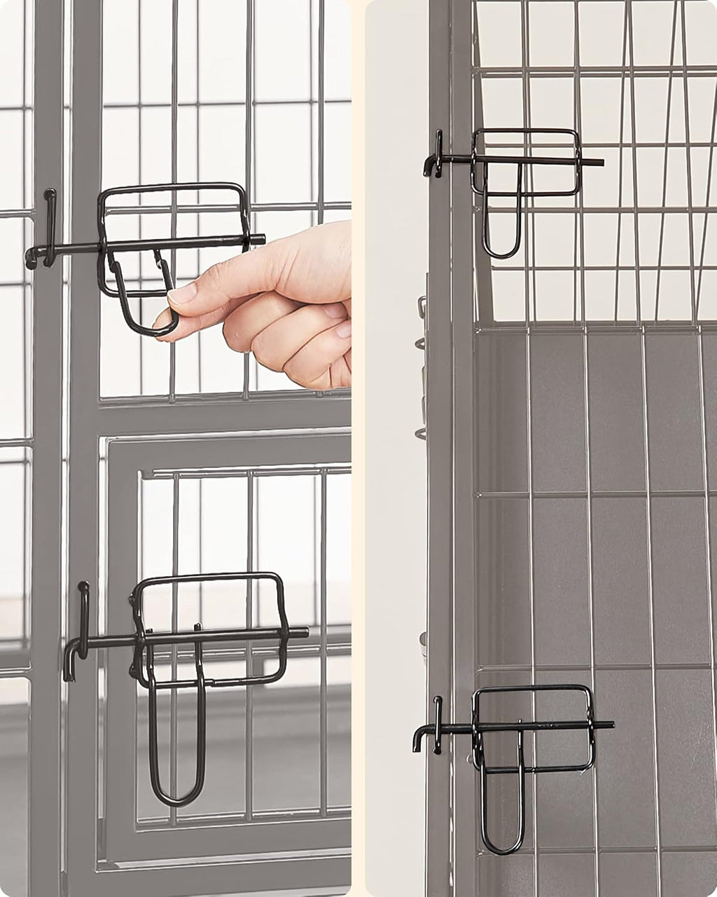 Feandrea Heavy-Duty Dog Crate, Dog Cage, 92.5 x 57.5 x 64 cm, for Small and Medium Dogs, Anti-Escape, Double Removable Door, Easy Cleaning, Pet Cage, L, Black PPD002B01