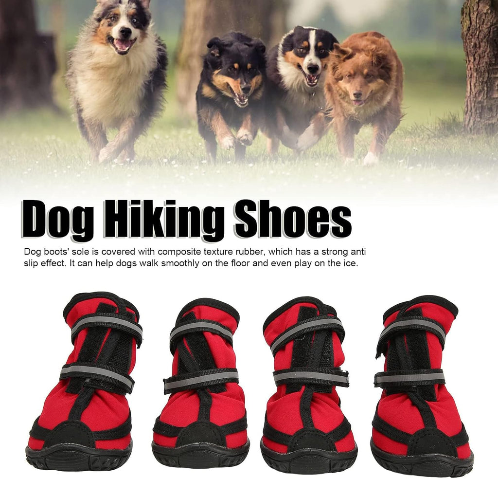 Dog Hiking Shoes, 4 Pcs Composite Texture Rubber Anti Slip Boot Sole Dog Hiking Shoes Soft Interior Dog Boots for Dogs Walk Outdoors (S)