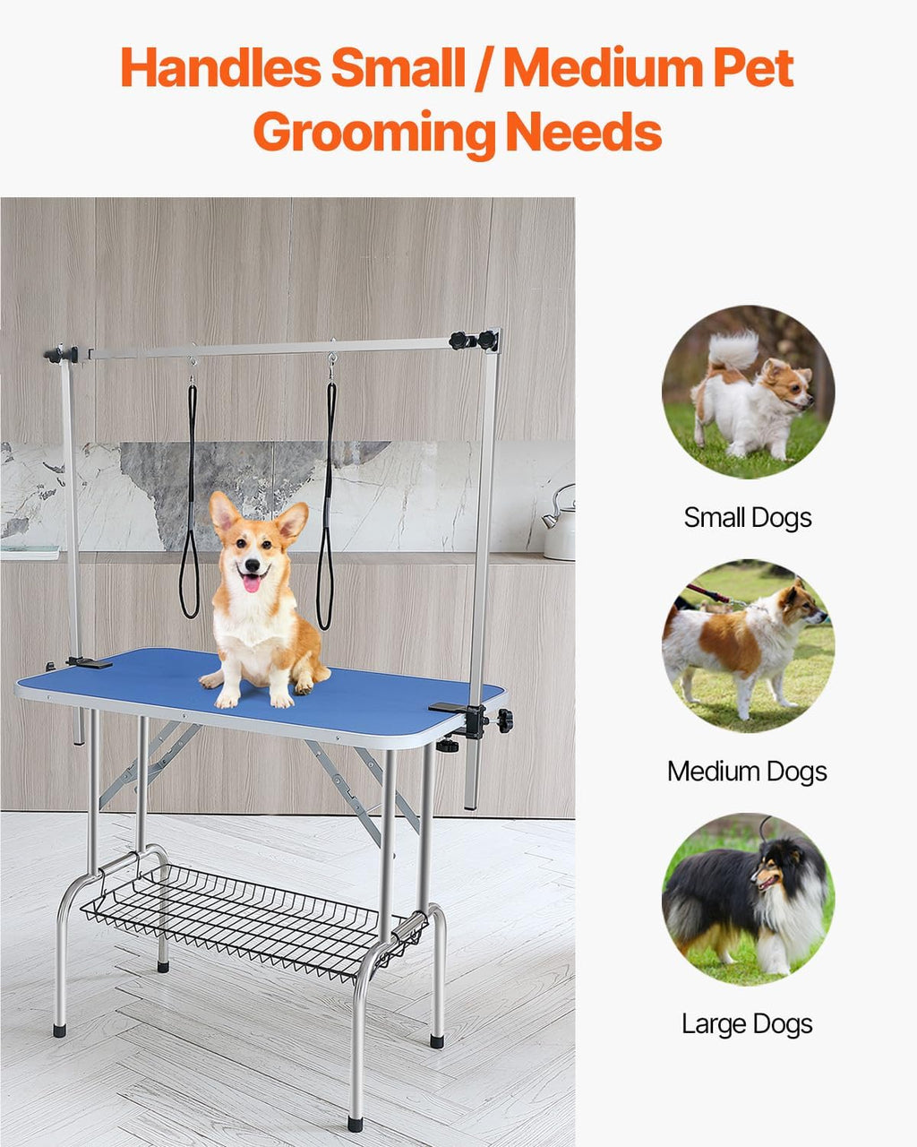 VEVOR Pet Grooming Table, 36 x 24 Inch with 2 Height Adjustable Arms, 330LBS Static Weight Capacity, Foldable Dog Groom Station with No-Sit Haunch Holder with Grooming Loop, for Medium and Small Dogs