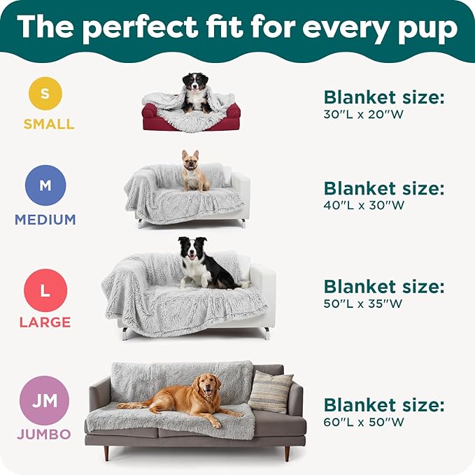 FurHaven Waterproof Throw Blanket for Dogs & Indoor Cats, Reversible Protective Pet Blanket, Large, Long Faux Fur & Velvet, Driftwood