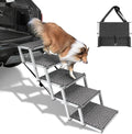 Split Ottoman Dog Ramp for Small Dogs - 2 in 1 Foldable Pet Ramp Ottoman for Bed & Couch, Non-Slip Indoor Safety Ramp for Puppy, Cats & Dachshunds, Rampa para Perros, Gray