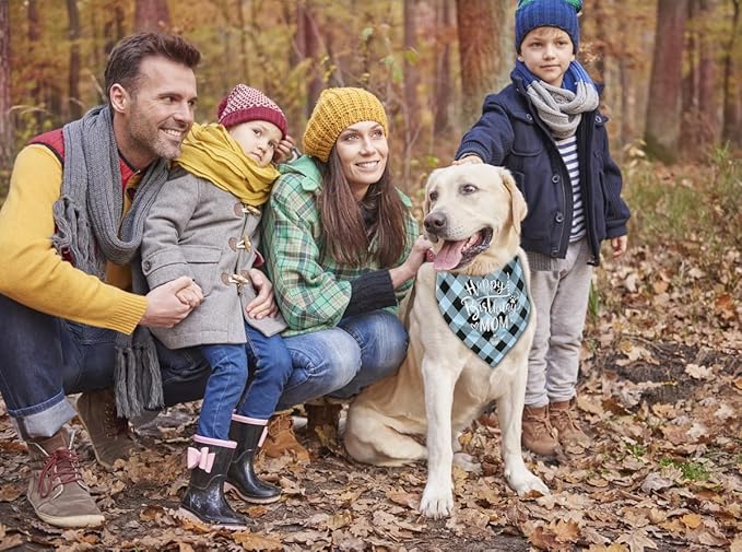 Dog Bandana, Happy Birthday Mom Dog Bandana, Dogs Scarf Classical Plaid Printing, Dogs Scarf Accessories, Doggy Bandanas Pet Kerchief, Doggy Bandanas Gift for Mom Birthday Party (L6)