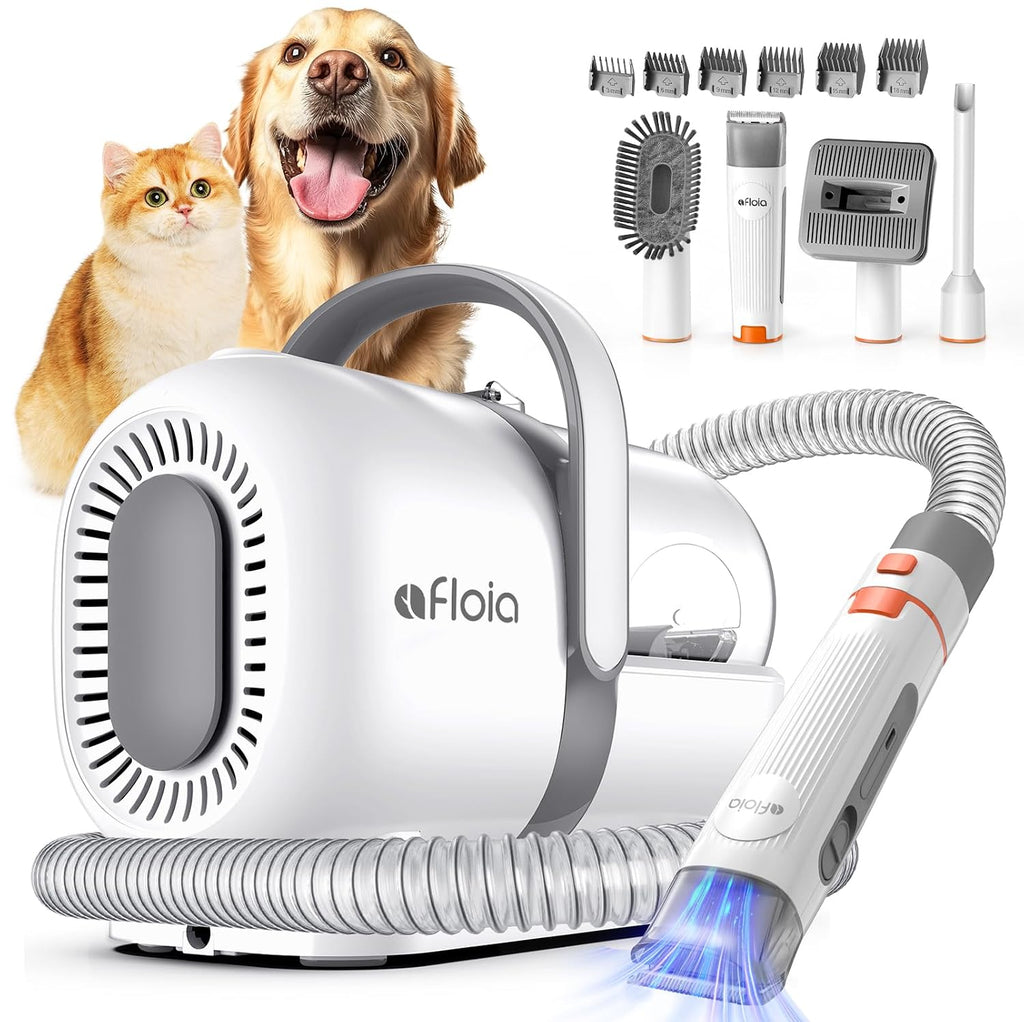 Afloia Dog Grooming Vacuum Kit, 1.5L Tank, White | Contains floating fur during coat care, helping sofas, floors and clothes stay cleaner between deep cleans.