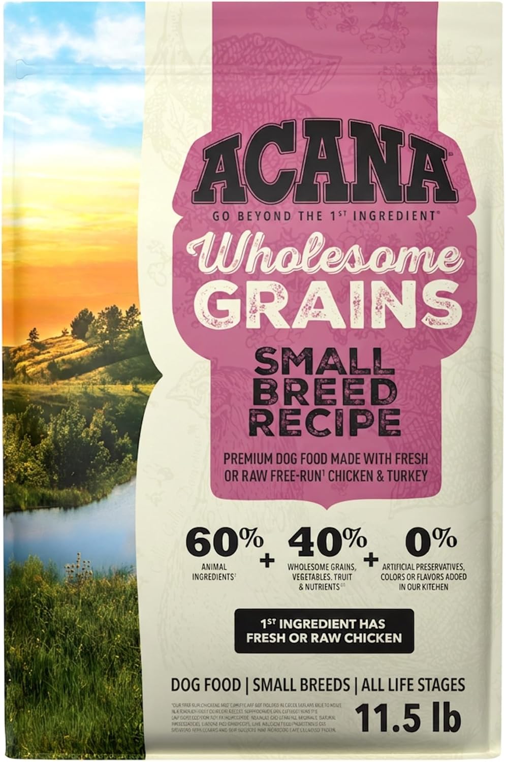 ACANA Dry Dog Food Small Breed Recipe Real Chicken Eggs, 11.5lb Bag | Made in the USA, Includes Probiotics, Omega-3 Fatty Acids, Free-Run Poultry, Small Breed Dogs, Global Quality Ingredients