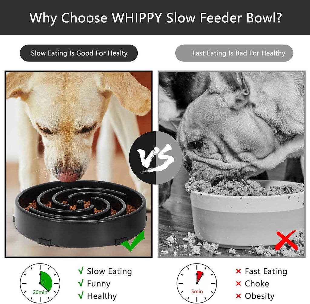 Slow Feeder Dog Bowls for Large Medium Dog Non Slip Maze Puzzle Bowl Pet Slower Food Feeding Dishes Interactive Bloat Stop Preventing Choking Healthy Dog Bowl, Black