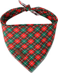 Lionet Paws Cotton Christmas Dog Bandanas,Red Green Grid Comfortable Dog Bandana Bibs Scarf Dogs Kerchief,Autumn Scarves for Small Medium Dogs Pets