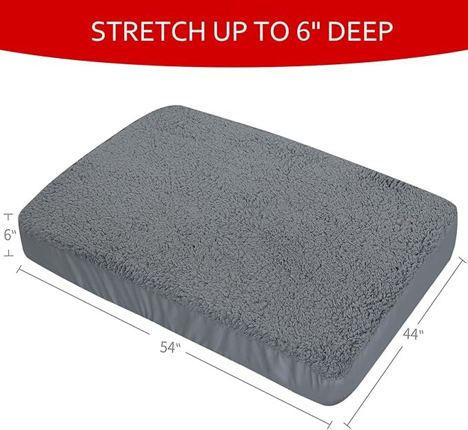 Dog Bed Covers 2 Pack Soft Plush Replacement Washable, Waterproof Pet Mattress Bed Liner Grey 54x44 Inches, for Dog/Cat, Cover Only