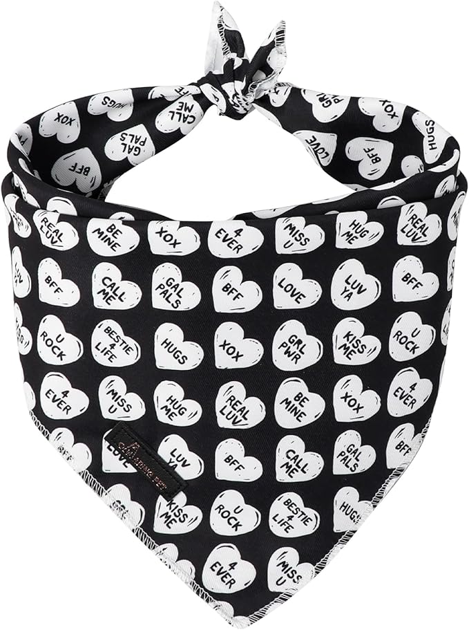 ARING PET Valentine's Day Dog Bandana, Cute Black White Pet Bandanas Scarf Triangle Bibs Handkerchief for Puppy Small Medium Large Boy Girl Dogs-S