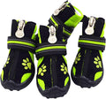 URBEST Dog Winter Shoes, Dog Boots Sports Non-Slip Pet Dog Anti-Slip Sole, Water Resistant Boots for Dogs 2 Pairs (1#, Green)