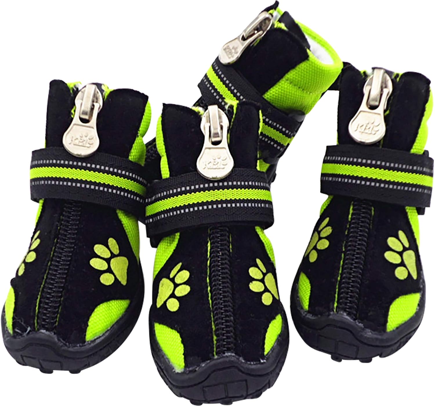 URBEST Dog Winter Shoes, Dog Boots Sports Non-Slip Pet Dog Anti-Slip Sole, Water Resistant Boots for Dogs 2 Pairs (1#, Green)
