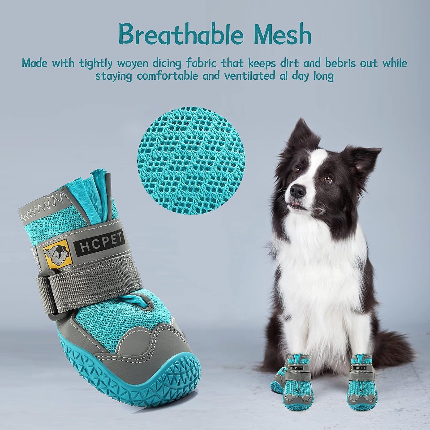 Dog Boots for Large Dogs, Medium Dog Boots & Paw Protectors for Hardwood Floors, Outdoor Dog Booties for Hot Pavement Winter Snow Hiking, Dog Shoes with Reflective Strips