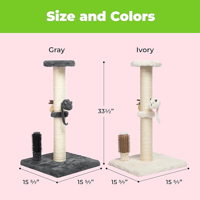 Best Pet Supplies Catify Cat Scratcher, Fun Interactive Scratchers, Posts, Poles, Claw Safe, Furniture Saver Indoor Play Support Natural Cat Behaviors Heavy Duty - Gray, Large