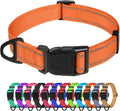 TagME Reflective Nylon Dog Collars, Adjustable Classic Pet Collar with Quick Release Buckle for Small Dogs, Orange, 3/4" Width