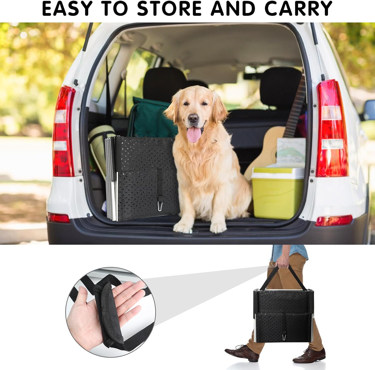DGSL Folding Dog Stairs for Car, 16.9" Wide 4-Step Non-Slip Pet Steps | Portable Pet Stairs for Vehicle Access, Large Dogs, SUVs, Trucks and Home use