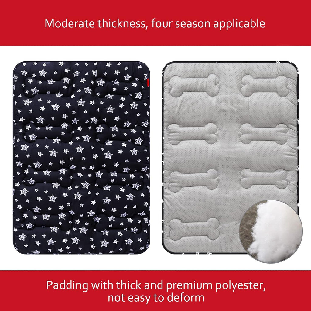 Dog Crate Mat (36" X 23") 2 Pack, Soft Dog Bed Mat with Cute Prints, Personalized Dog Crate Pad, Anti-Slip Bottom, Machine Washable Kennel Pad, Black
