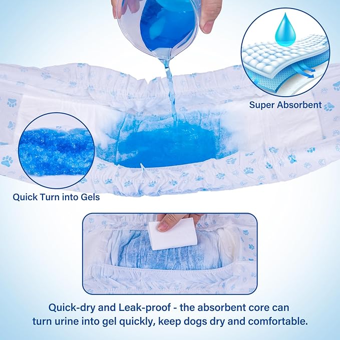 Pet Soft Disposable Male Dog Wraps - Dog Diapers for Male Dogs, Puppy Diapers 24pcs Small