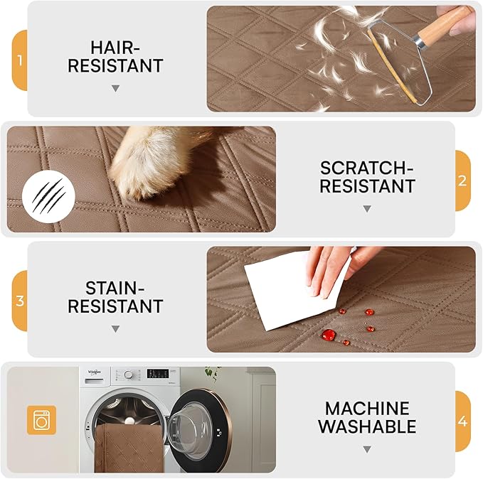 Luciphia 100% Waterproof Couch Cover Blanket for Dogs Anti-Slip Pet Couch Protector Sofa Mat Puppy Cat Blanket with Non-Slip Bottom, Light Brown Khaki, 40x50 Inch