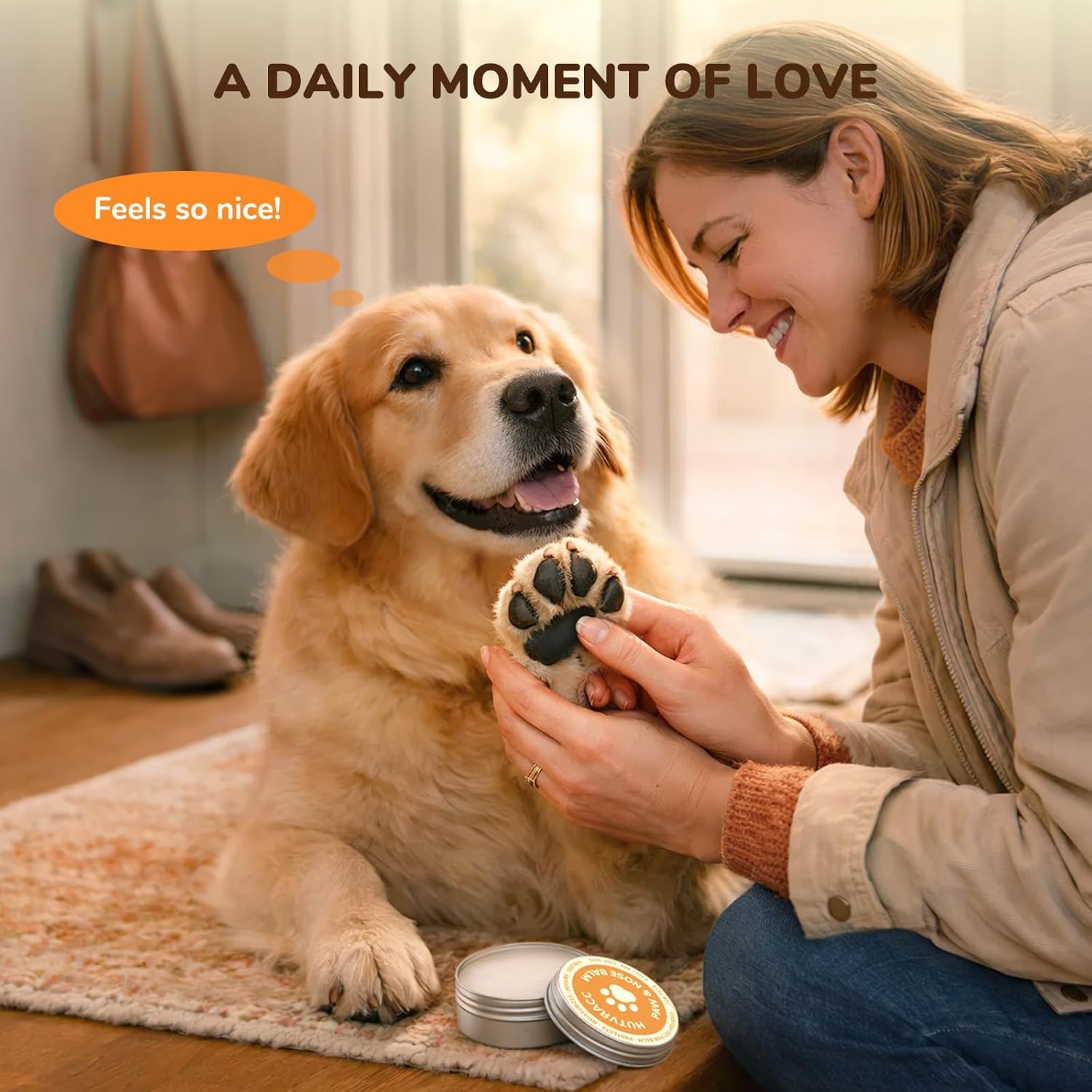 Lick-Safe Dog Paw & Nose Balm | 2.1 oz All Natural Wax with Coconut Oil | Summer Hot Pavement, Winter Snow & Road Salt Protector | Moisturizer for Dry, Rough Pads & Snouts