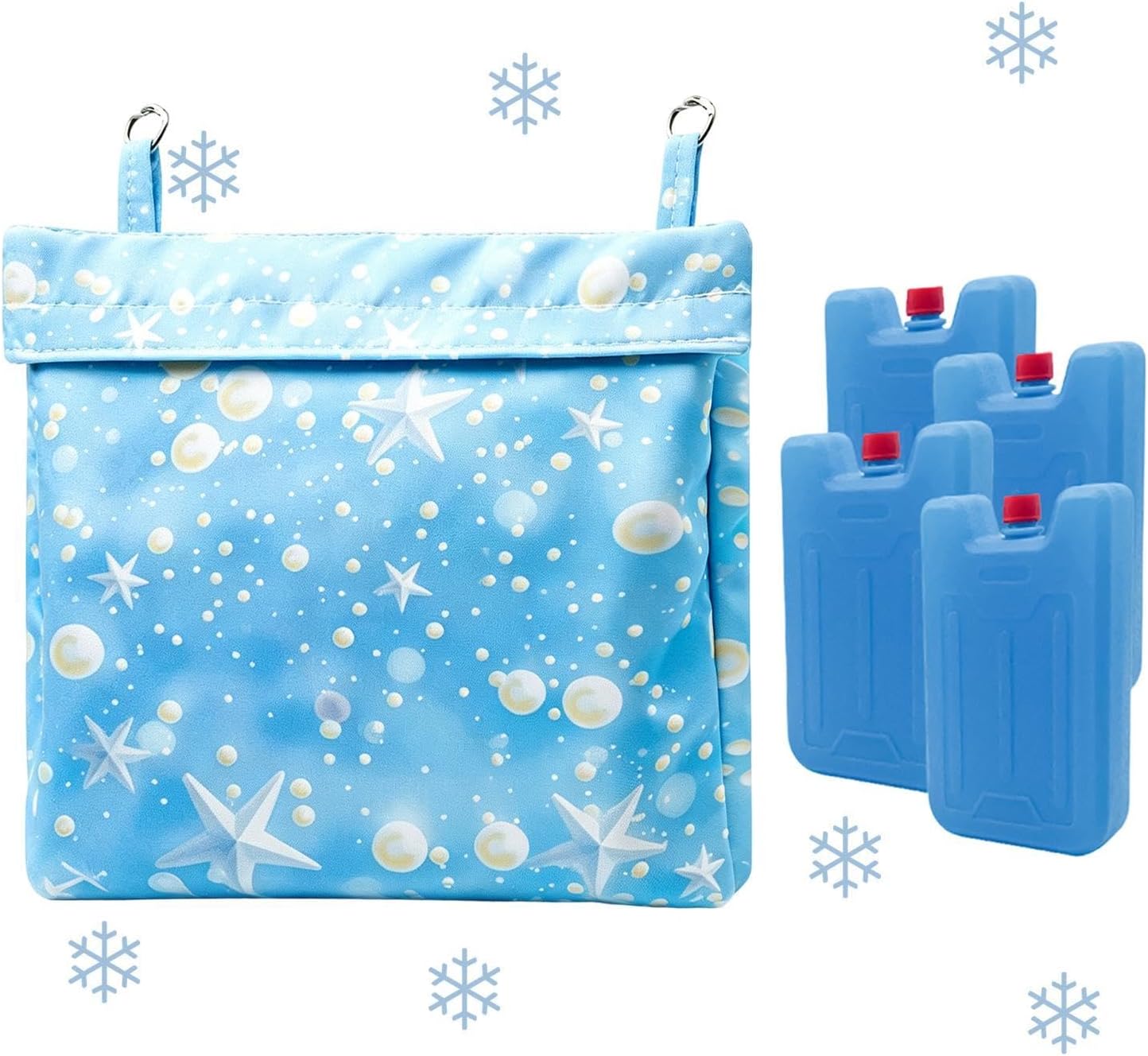 Bunny Cooling Mat - Refillable Ice Pad | Hanging Summer Pet Cooler | Includes 4 Ice Crystal Packs, Condensation Resistant Lining, Washable Fabric Cover, Hanging Cage Design, For Rabbits Ferrets