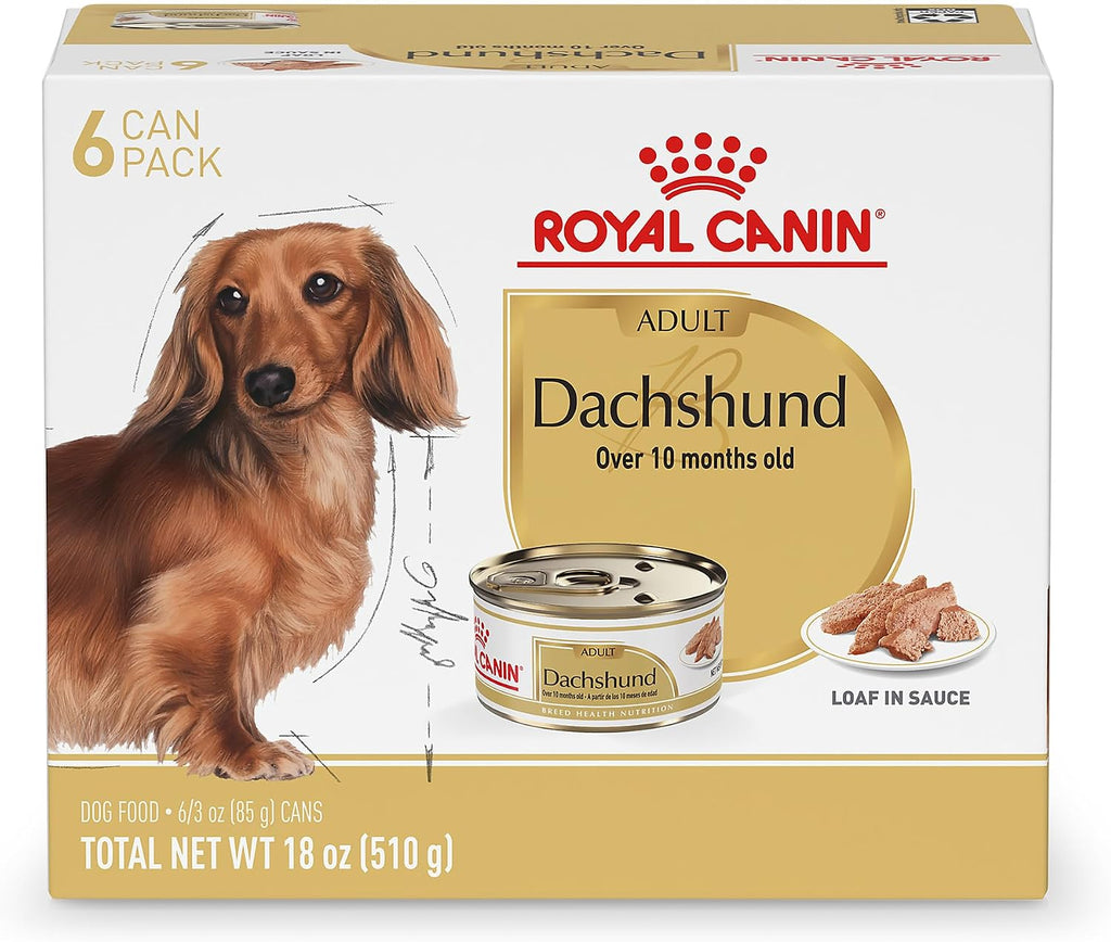 Royal Canin Dachshund Adult Wet Dog Food, 3 oz, 6-Pack | Muscle Support with L-Carnitine, Muscle Tone Support, For Adult Dachshunds 10+ Months, Loaf in Sauce