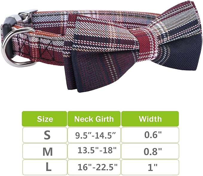 Faleela Soft &Comfy Bowtie Dog Collar,Detachable and Adjustable Bow Tie Collar,for Small Medium Large Pet (Red and White, Large(Pack of 1))