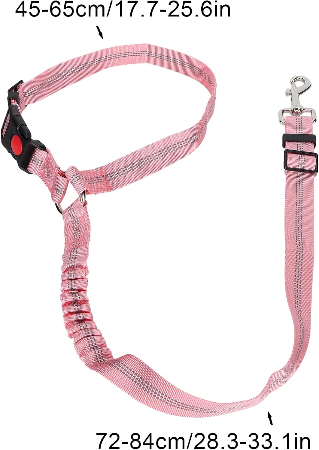 SUNGOOYUE Dog Seat Belt Reflective Nylon Adjustable Pet Car Restraint 72 to 84cm with Headrest Strap Collar 45 to 65cm for Travel Walking Dogs of Different Sizes (Pink)