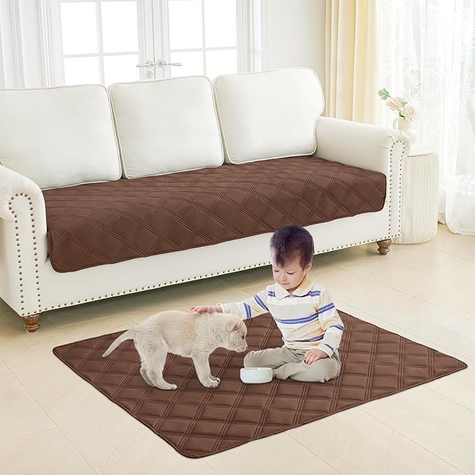 Smiry Waterproof Dog Bed Cover Blanket 30x53, Soft Reversible Pet Blanket, Washable Leakproof Cats Dogs Couch Cover for Sofa, Couch, Furniture, Brown/Beige