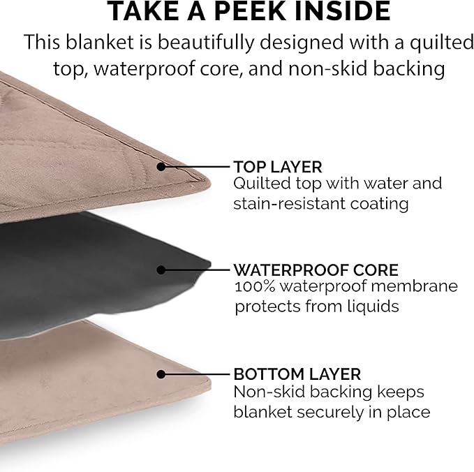 Furhaven Waterproof & Non-Slip Queen Size Mattress Cover Protector for Dogs & Cats, Washable, For Beds, Couches, & Car Seats - Quilted Twill Blanket Mattress Cover - Brownstone, Large/Queen Size