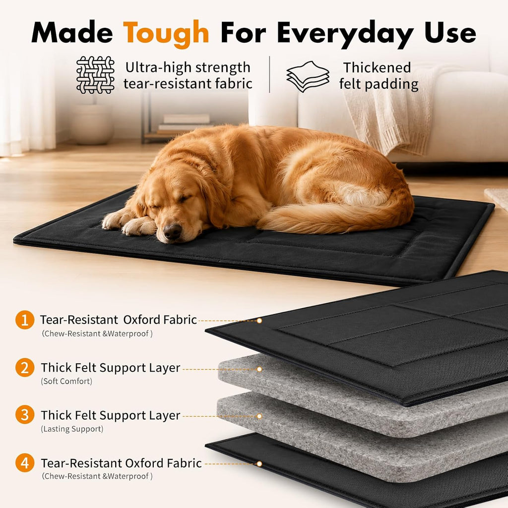 Chew Proof Dog Crate Pad, Indestructible Dog Bed for Aggressive Chewers, Waterproof Machine Washable Dog Kennel Pad (29x18 in)