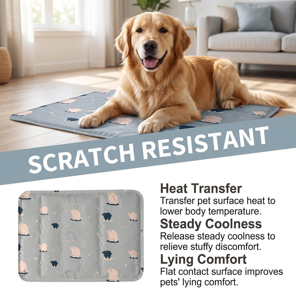Dog Cooling Mat - Gel Ice Pad, Scratch Resistant, No Power, Kennel Crate | Self-Cooling Gel Technology, Foldable Lightweight, Instant Cool Spot, for Dogs Cats Indoor Outdoor, Kennel Crate Cage Floor
