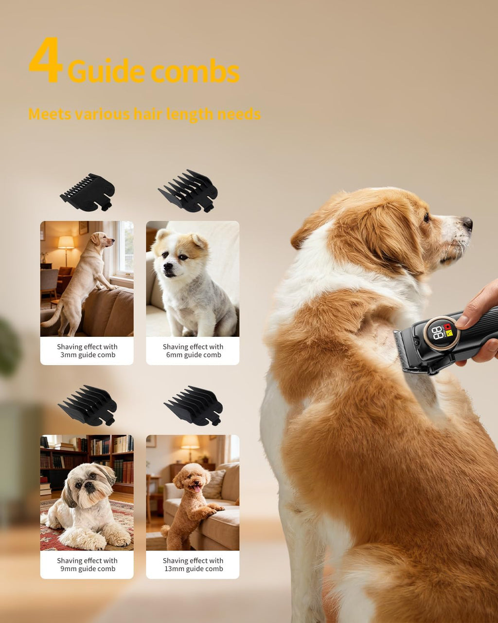 iBTC Professional Dog Grooming Clippers Kit, Low Noise Cordless Rechargeable Pet Hair Trimmer with Paw Trimmer & Nail Grinder, Heavy Duty Grooming Tools for Thick Fur Small Medium Large Dogs Cats