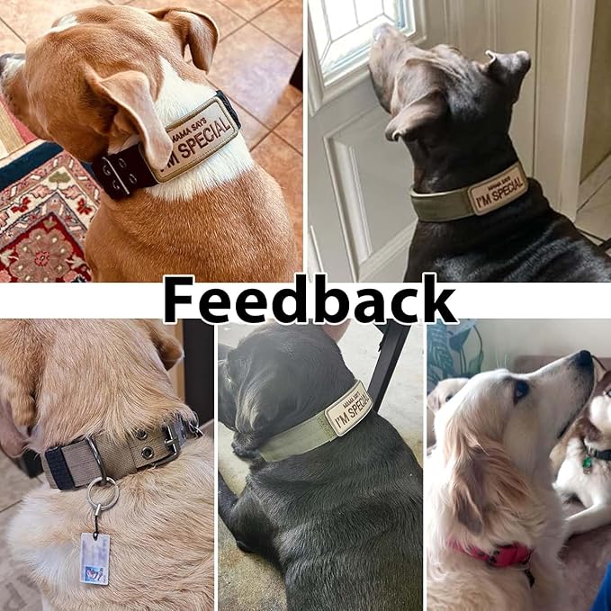 Tactical Dog Collar Military Adjustable Dog Collars Soft Nylon Training Collar with Patch Heavy Duty Metal Buckle Collars for Medium Large Dogs (Pink, XL)