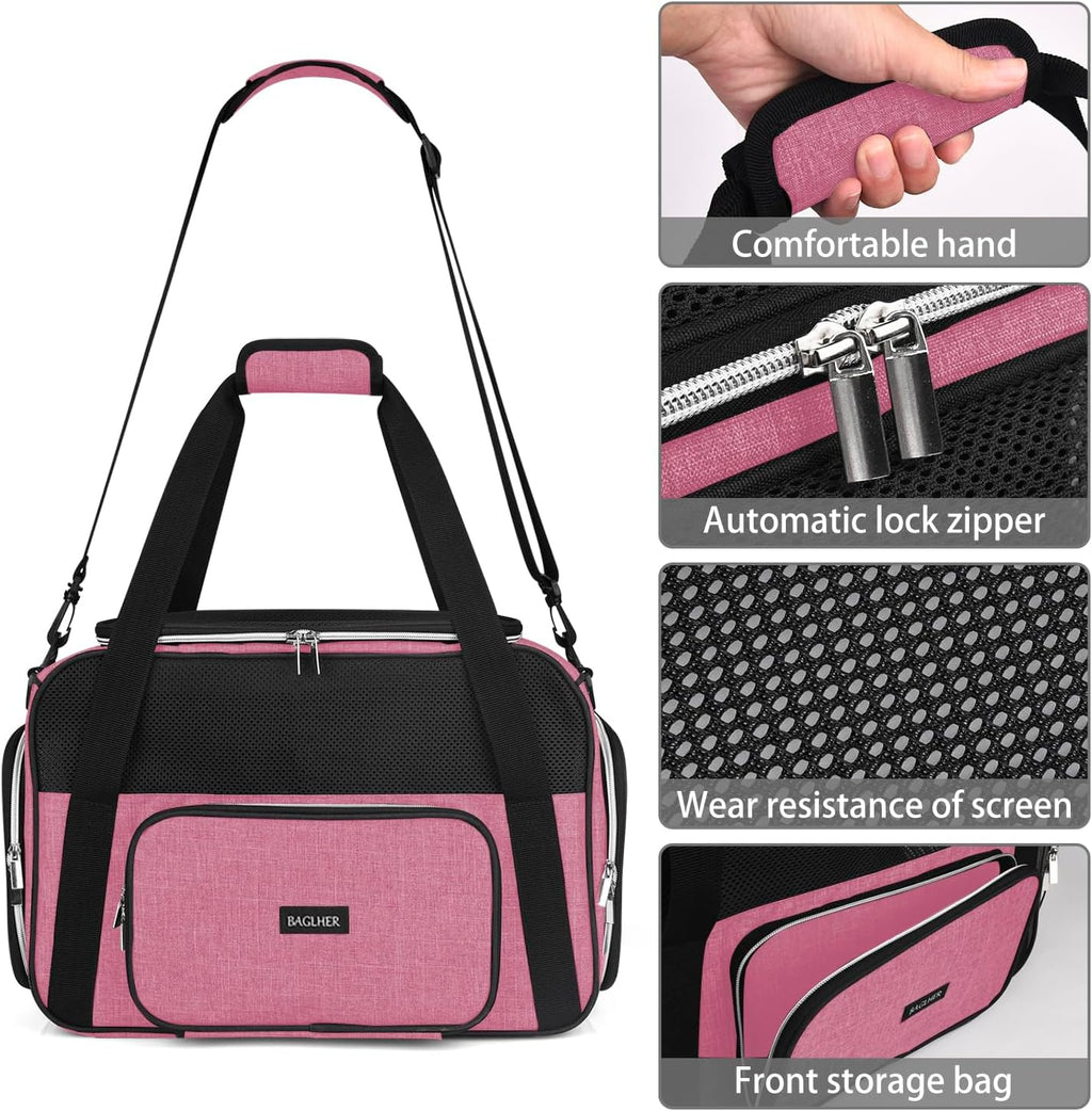BAGLHER Pet Travel Carrier, Cat Carriers Dog Carrier for Small Medium Cats Dogs Puppies, Airline Approved Small Dog Carrier Soft Sided, Collapsible Puppy Carrier
