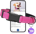 Reflective Dog Collar for Medium Dogs with Dog Tags Personalized & Quick Release Buckle, Adjustable and Comfortable Nylon Pet Collar, Hot Pink