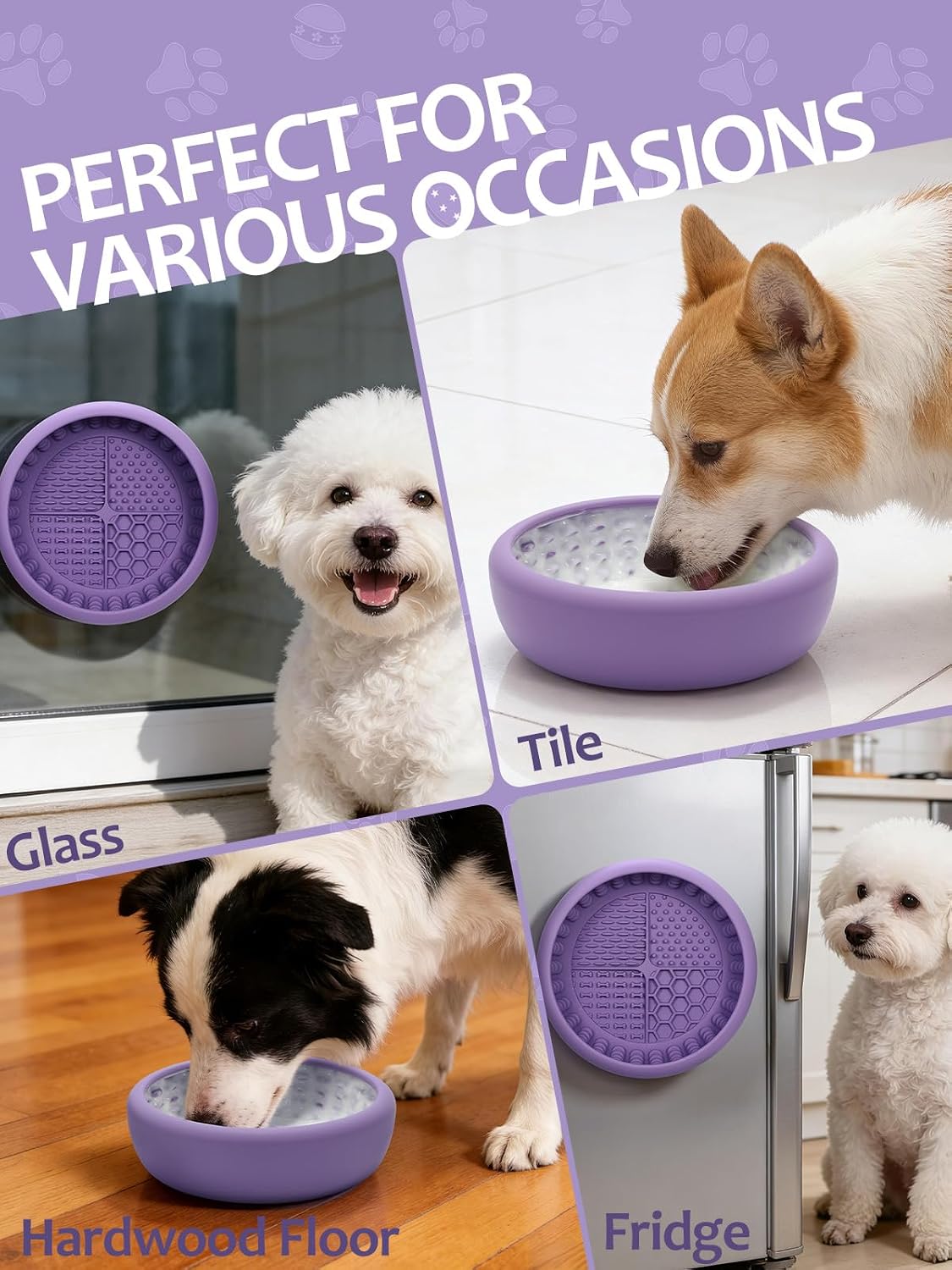 Dog Lick Bowl with Brush and Scraper, Anxiety Relief Lick Mat for Dogs, Non-Slip Freeze Licking Bowl Enrichment Puzzle Feeder for Distraction, BPA Free Silicone, Dishwasher Safe