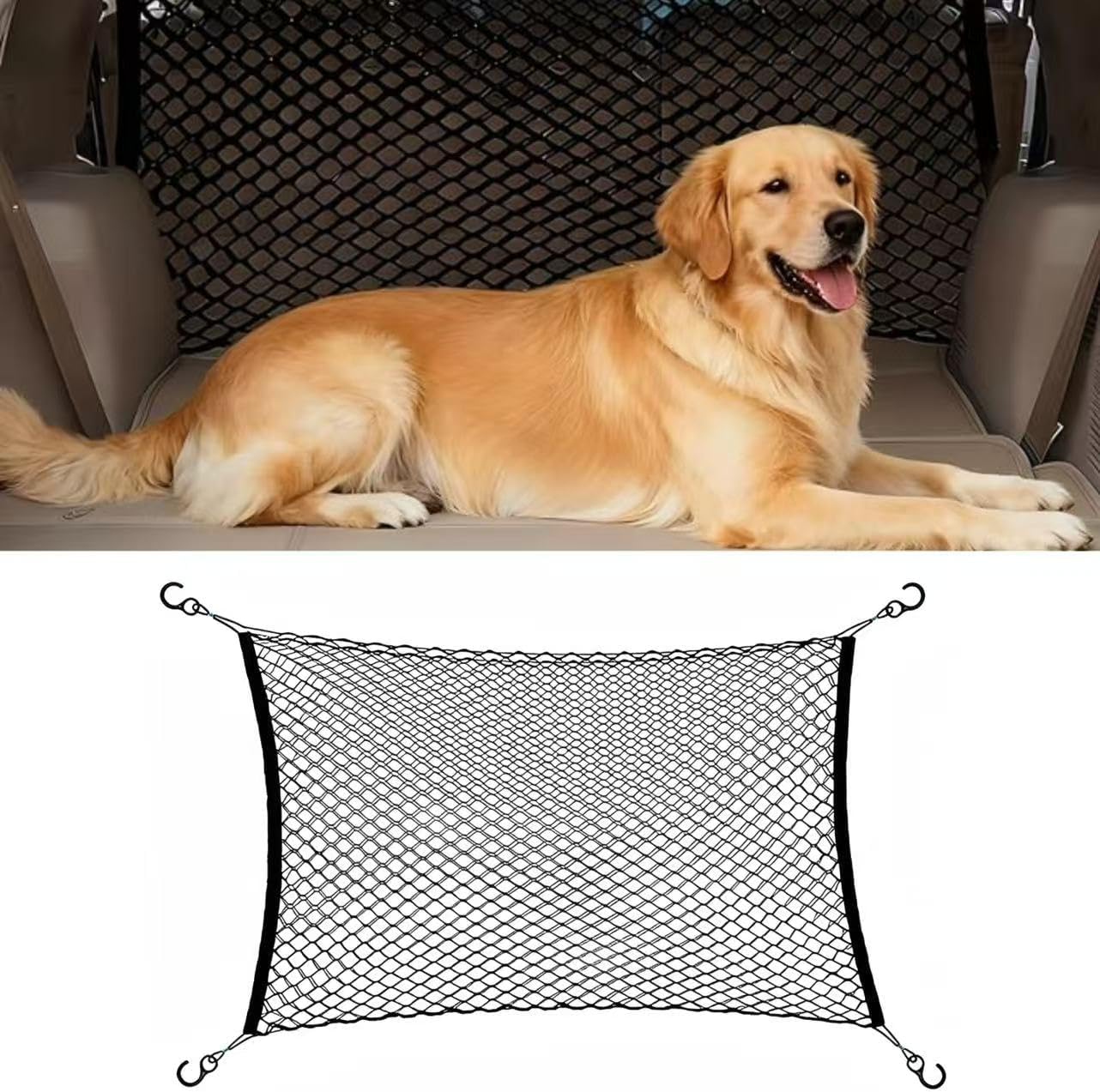 Car Dog Guard for Dodge Ram 2500/3500 2002-2024 2025, Backseat Mesh Dog Car Divider Net, with Hook, Layer Thickened Durable Nylon