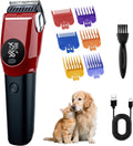 Mcbazel Dog Clippers Grooming Kit, Low Noise Rechargeable Cordless Adjustable Pet Hair Shaver Trimmers Set for Dogs, Cats and Other Pets [Red]