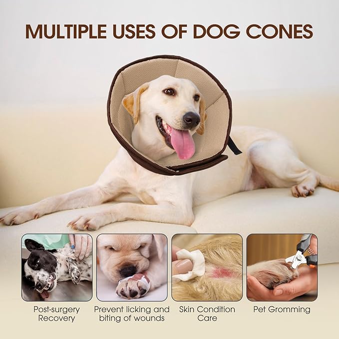 Dog Cone Collar After Surgery, Soft Cone for Small Dogs to Stop Licking, Adjustable Elizabethan Collar for Dogs, Lightweight Breathable Dog Recovery Cones for Wound Healing & Hot Spots