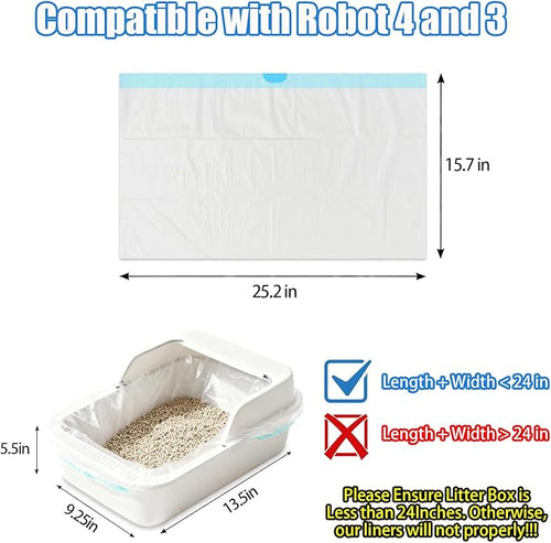 120 Pack Cat Litter Bags with Drawstring, Compatible with Litter-Robot 3/4 Heavy Duty Cat Litter Box Liners Waste Bags Replacement -25.2"x 15.7"