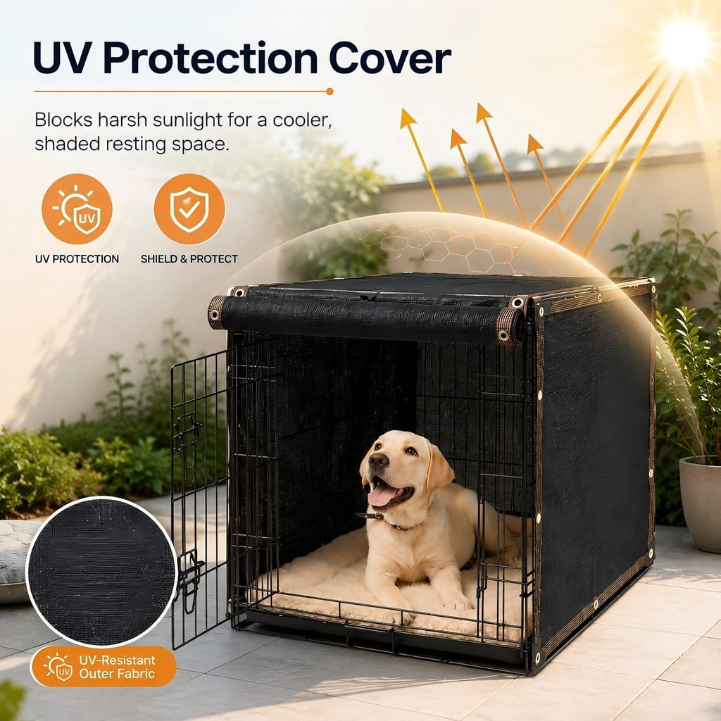 Novabright Breathable Dog Crate Cover 36 Inch Heavy Duty Kennel Cover with Grommets Cable Ties Windproof Waterproof Uv-Resistant